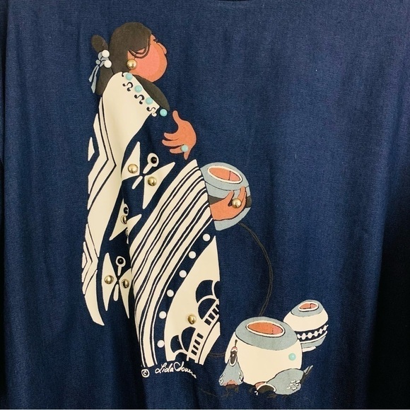 Vintage Hand Painted Embellished Lida Sovers Native American Shirt Size XL - Picture 4 of 6